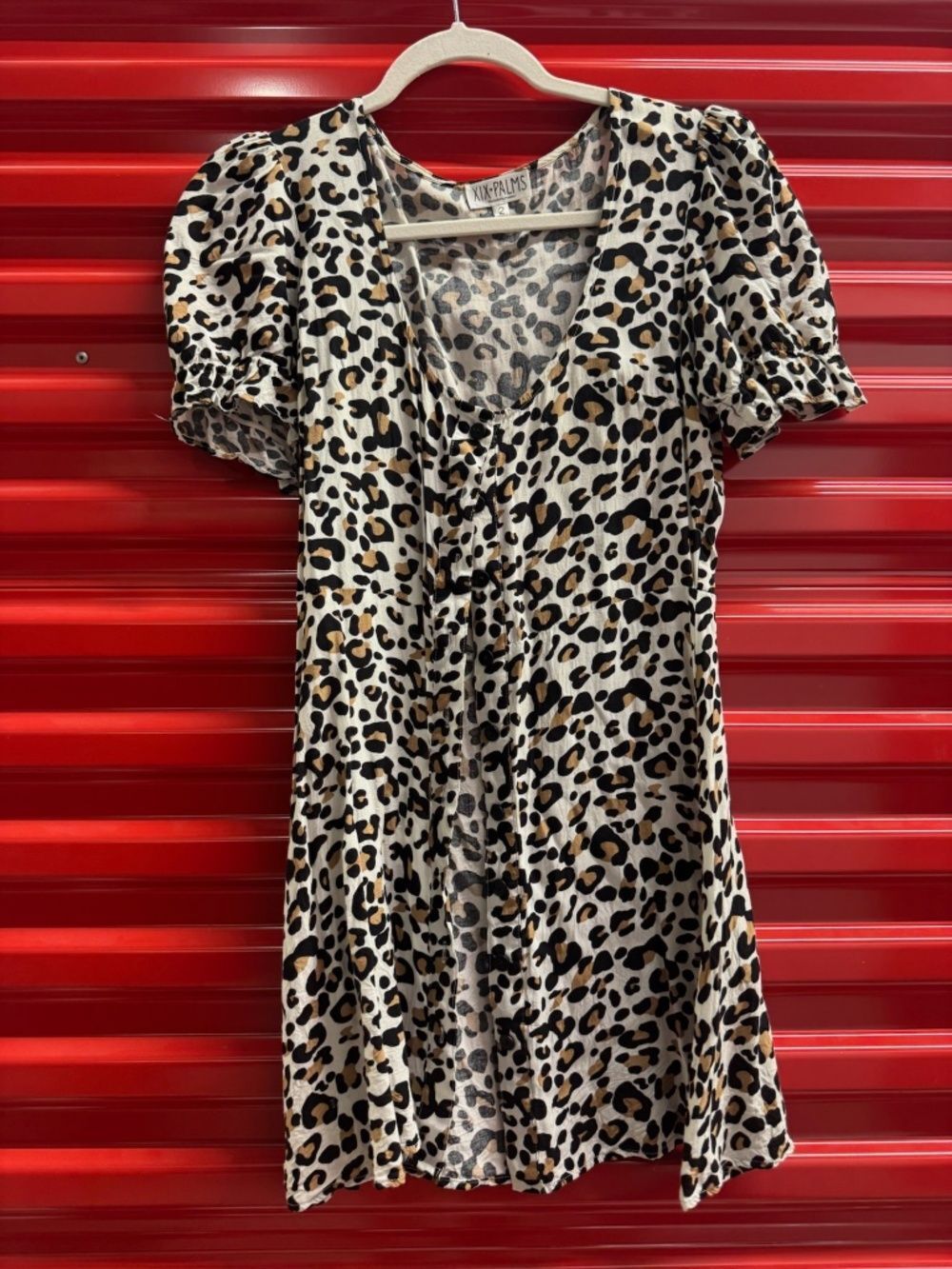 XIX Palms - Size 2 - Leopard Print Short Sleeve Dress - LIKE NEW